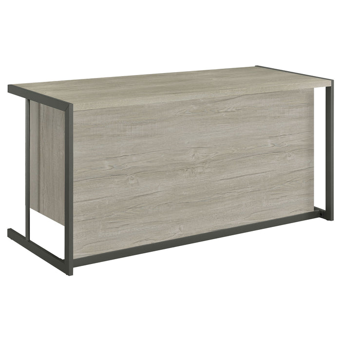 Brisley - Office Desk With Adjustable Keyboard Tray And 3 Drawer Storage - Beige / Gray