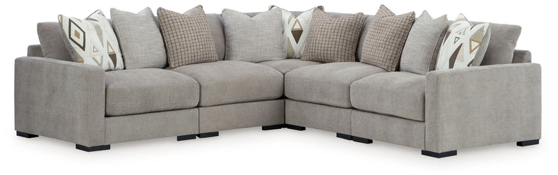 Aslan Court - 2 Pc. - 5-Piece Sectional, Ottoman - Pebble
