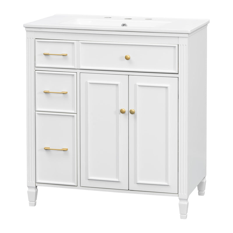 Freestanding Bathroom Vanity With Sink, Soft Close Door, Tip Out Drawer