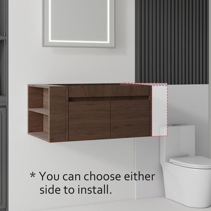 Floating Bathroom Vanity Cabinet, Soft Close Double Drawers, Open Side Storage, Wall Mounted, Cabinet Only