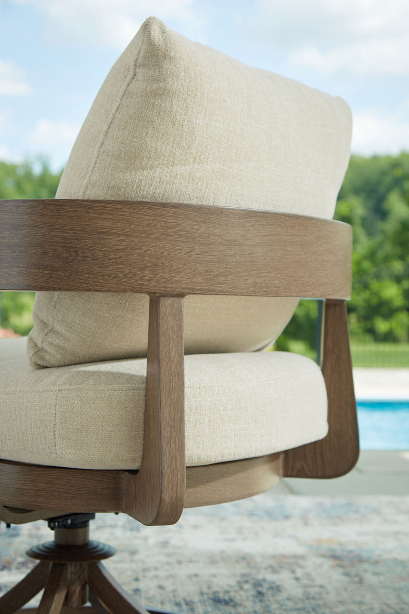 Serene Bay - Swivel Chair With Cushion (Set of 2) - Dark Brown / White