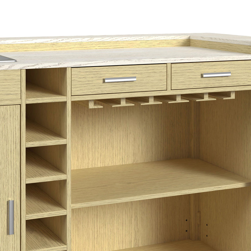 Cambrie - Bar Table With LED - Off-White And Natural