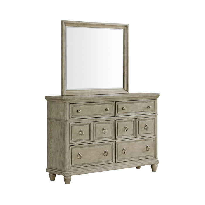 Whit-Ash Panel Bedroom Set with Door Chest in Light Grey