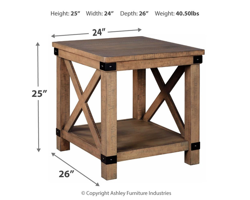 Aldwin - Rectangular End Table - Crossbuck Styling - Gray