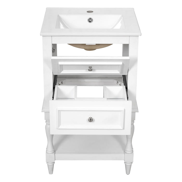 Retro Design Bathroom Vanity With Sink, 2 Drawer Storage Cabinet