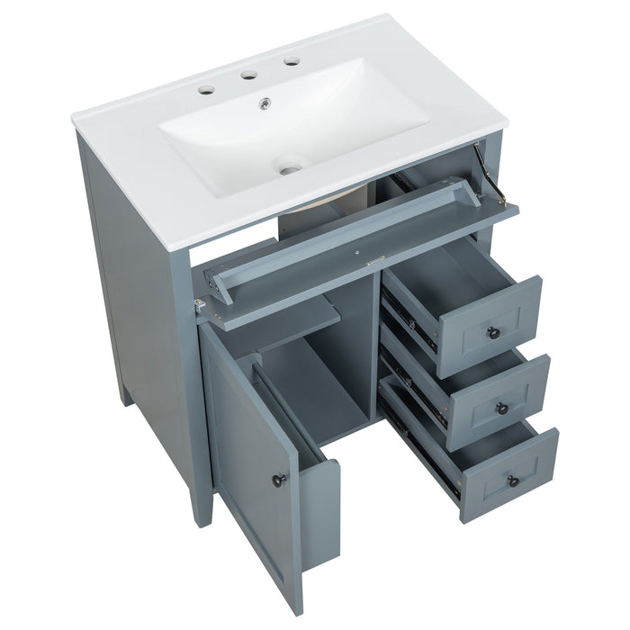 Bathroom Vanity With Sink, 3 Drawers And Adjustable Shelf