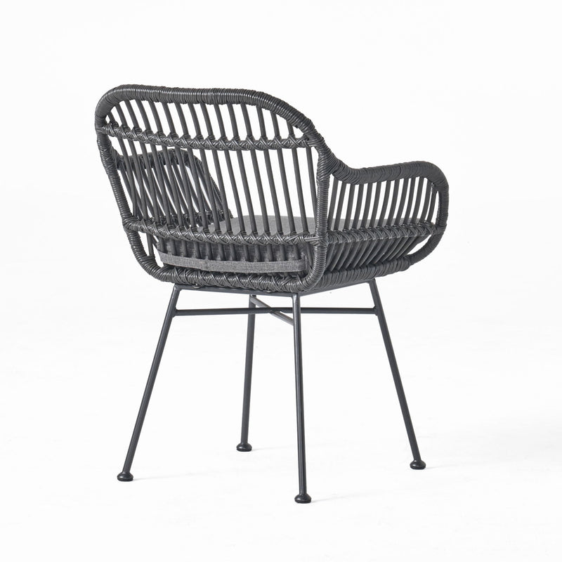 Outdoor Rattan Accent Chair With Metal Legs