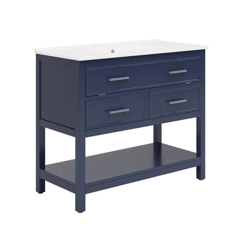 Bathroom Vanity With Ceramic Sink, Tip Out Tray & 2 Full Extension Drawers