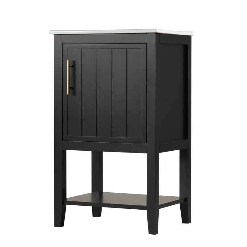 Modern Bathroom Vanity With Sink, Soft-Closing Door And Open Shelf