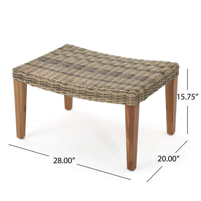 Outdoor Rattan Wicker Ottomans - Gray