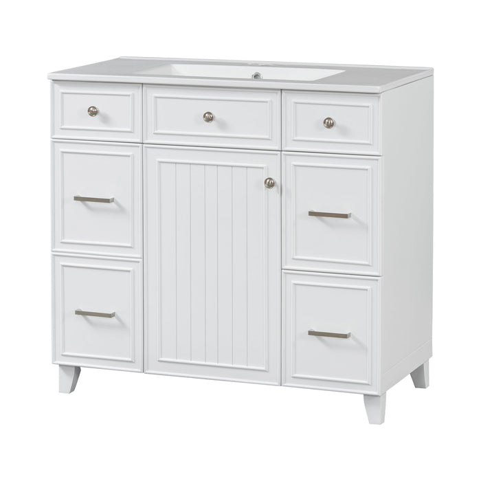 Bathroom Vanity With Ceramic Sink, Soft Close Doors, Adjustable Shelves