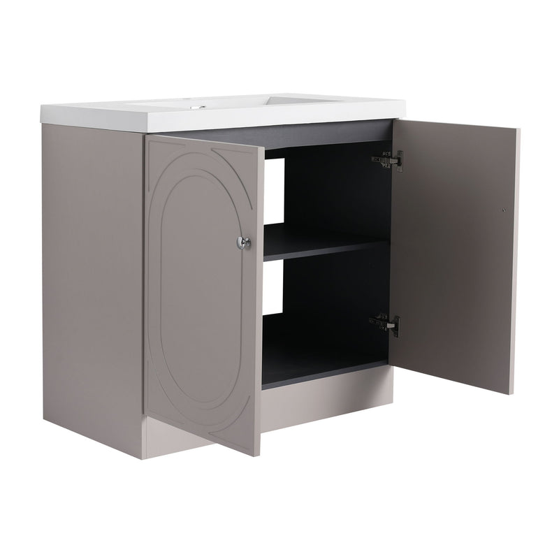 Contemporary Freestanding Bathroom Vanity With Resin Sink & Soft-Close Cabinet Doors