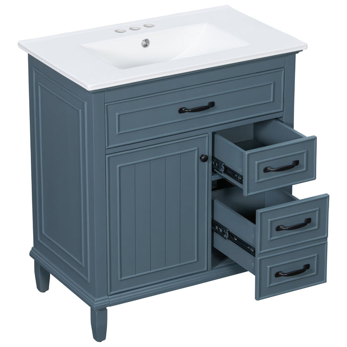 Bathroom Vanity With Sink Top, Flip Drawers, Adjustable Shelf