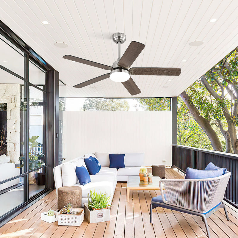 42" Ceiling Fan With Reversible DC Motor, LED Light, 5 Blade Design - Nickel