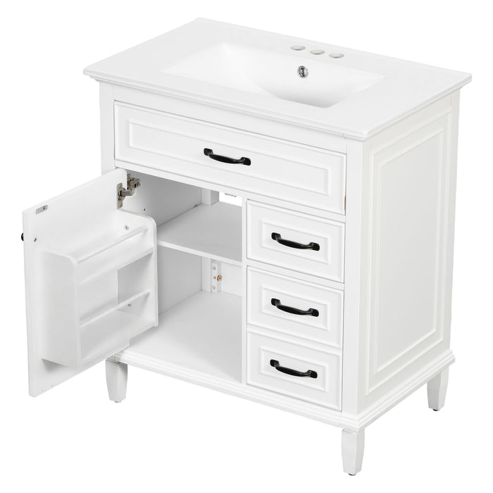 Bathroom Vanity With Sink Top, Flip Drawers, Adjustable Shelf