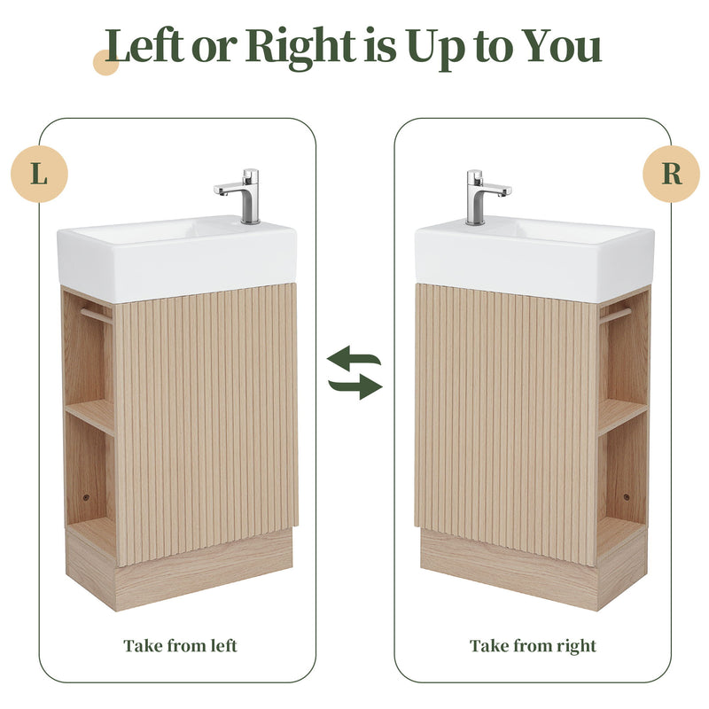 Modern Bathroom Vanity With Sink And 2 Tier Shelf
