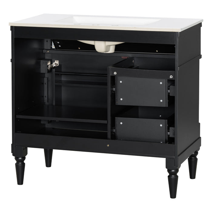 Freestanding Bathroom Vanity With Sink, Adjustable Shelf, Flip Drawer