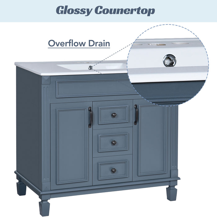 Bathroom Vanity With Top Sink, Mirror Cabinet, 2 Soft Closing Doors & 2 Drawers
