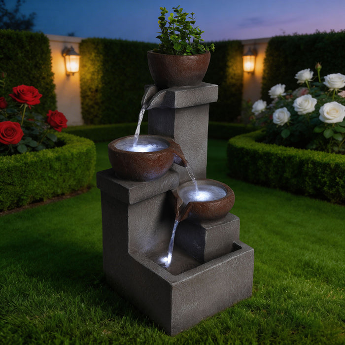 LED Waterfall Fountain Outdoor For Garden - Gray