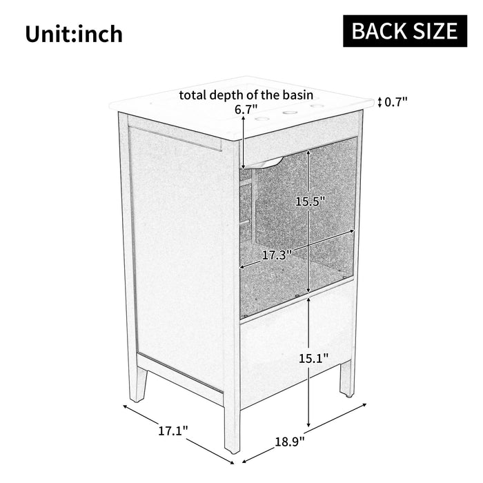 Modern Bathroom Vanity With Sink, Cabinet Storage, Drawer & Adjustable Feet