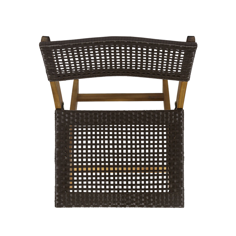 Bistro Foldable Chair With Wicker Backrest