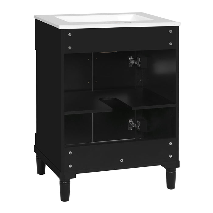 Bathroom Vanity With Integrated Sink, 2 Door Cabinet, Single Sink For Small To Medium Bathrooms