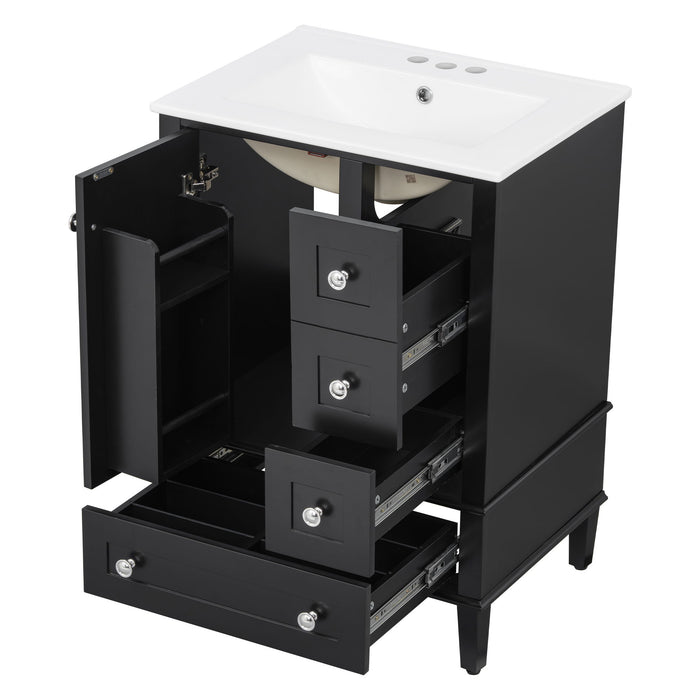 Bathroom Vanity With Integrated Basin, Soft Close Drawers, Door Mounted Double Layer Shelf