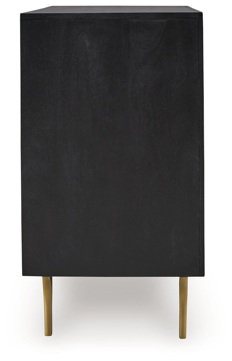 Tayner - Accent Cabinet - Black / Gold Finish