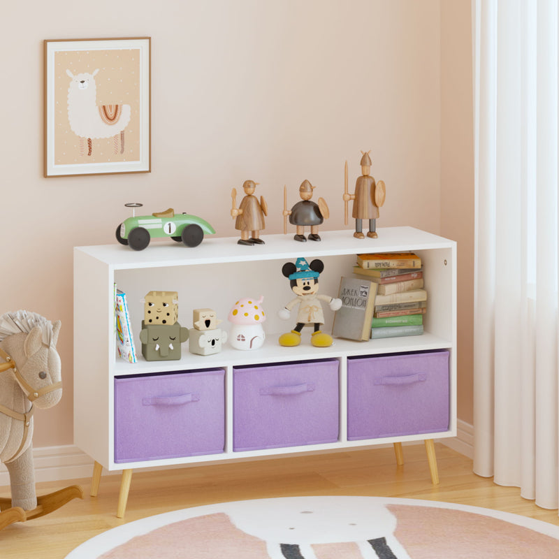 Bookcase With Collapsible Drawers, Book Display Organizer