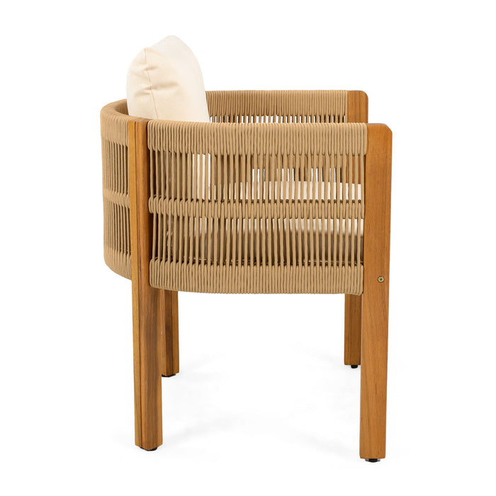 Outdoor Dining Set With Table And Rope Chairs