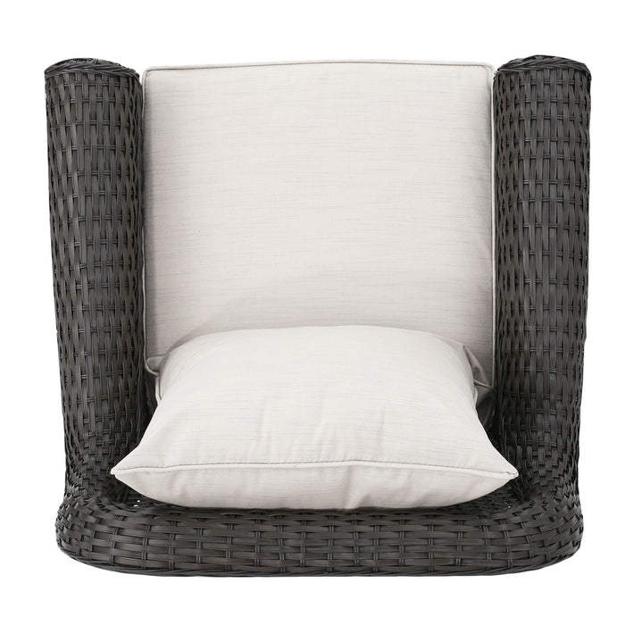 Amaya - Outdoor Swivel Rocker Chair With Water Resistant Cushions - Brown / Beige