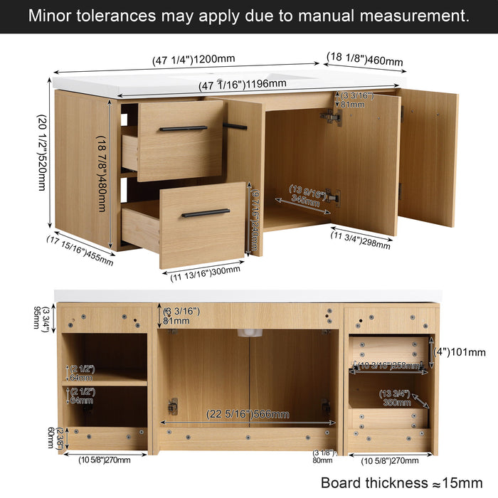 Floating Bathroom Vanity With Sink, Modular Cabinet