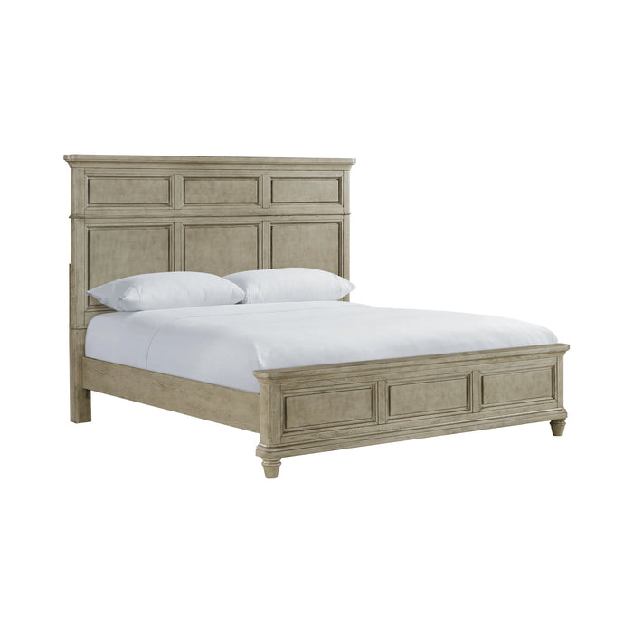 Whit-Ash Bedroom Set with 2 Nightstands in Light Grey