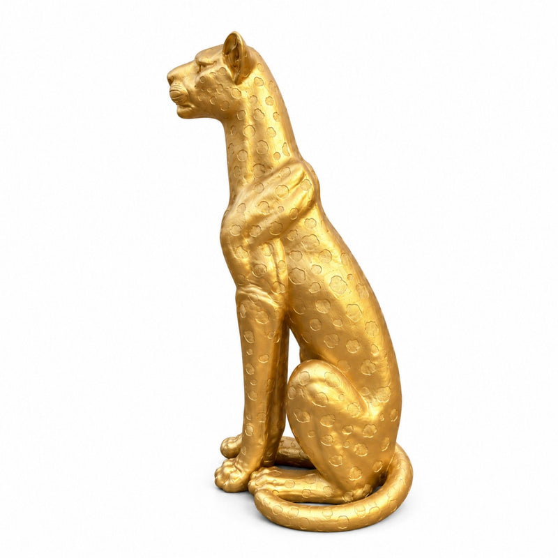 Leopard Statue, Animal Sculpture For Decor - Gold