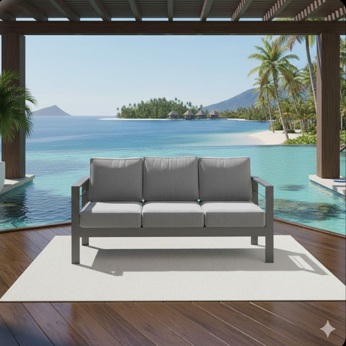 All-Weather Patio Sofa With Cushions, 3 Seat Outdoor Couch