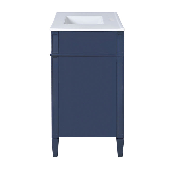 Bathroom Vanity With Mirror Cabinet, Single Sink With 2 Soft Closing Doors And 4 Drawers
