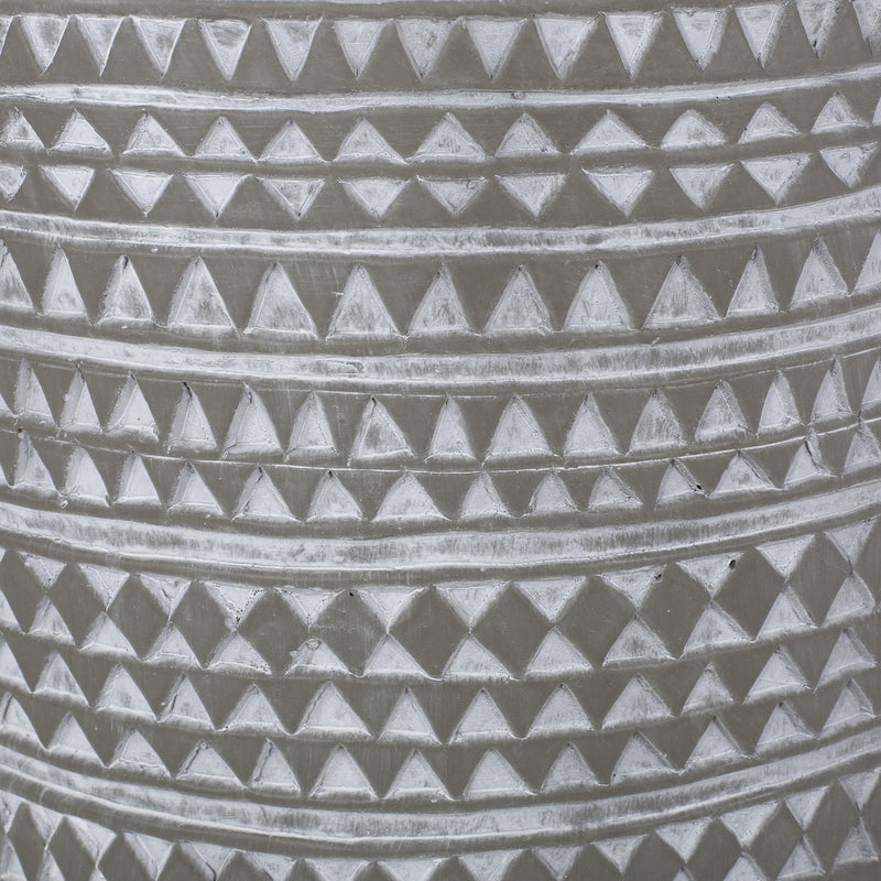 Outdoor Side Table With Cylindrical Shape - Light Gray / White