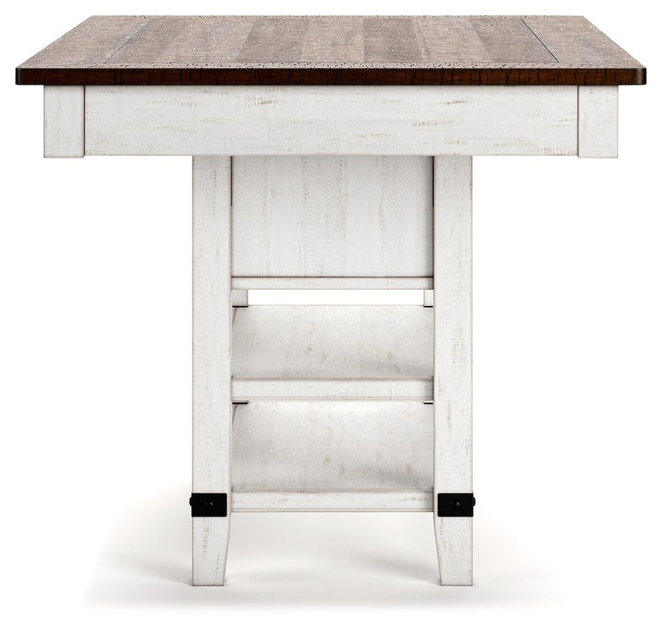Valebeck - Rect Dining Room Counter Table With Wine Rack - White / Brown