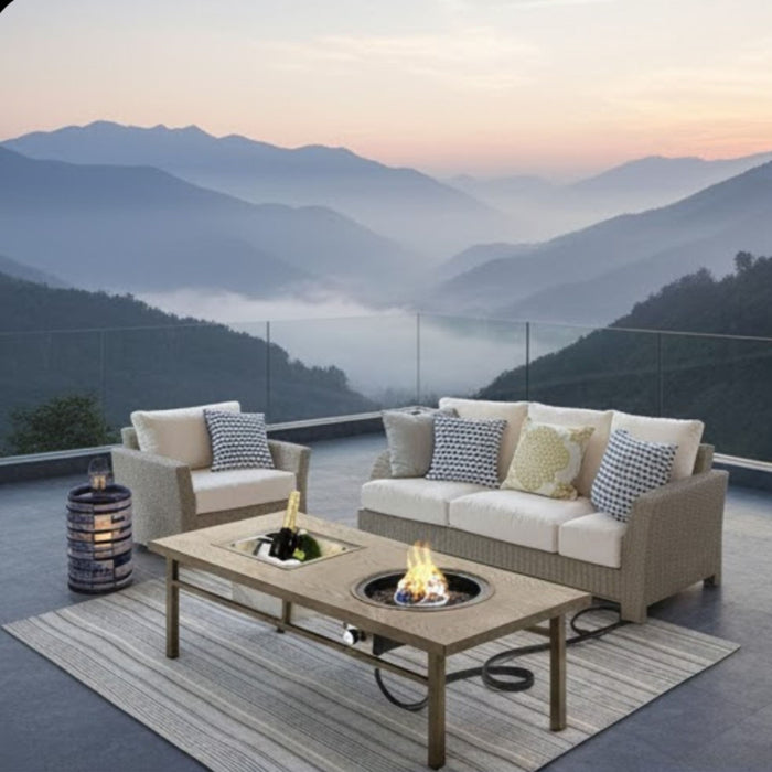 3 In 1 Outdoor Propane Fire Pit Table 50, 000 BTU With Ice Bucket