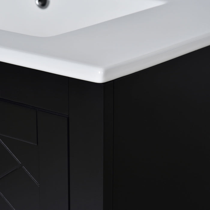 Ceramic Sink Combo, Freestanding Vanity Set With 3 Drawers & Soft Closing Doors