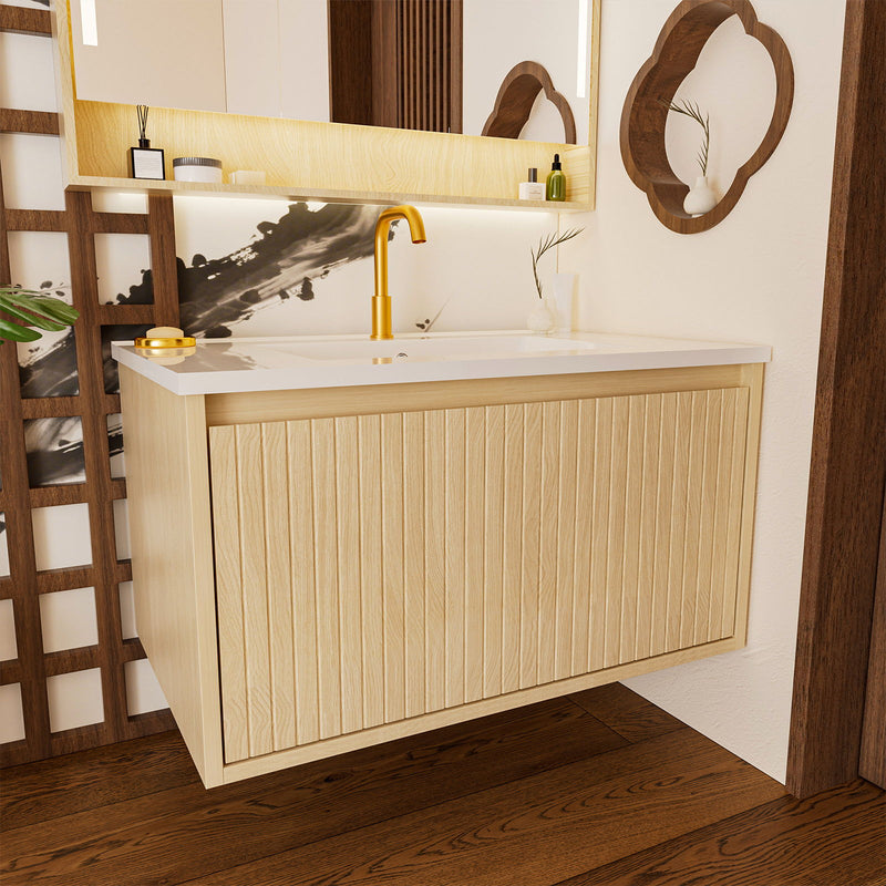 Wall Mounted Floating Bathroom Vanity With Sink And Drawers