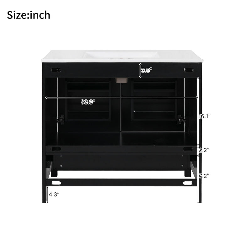 Bathroom Vanity With Sink, Soft Close Doors, Double Shelves & Divided Drawer
