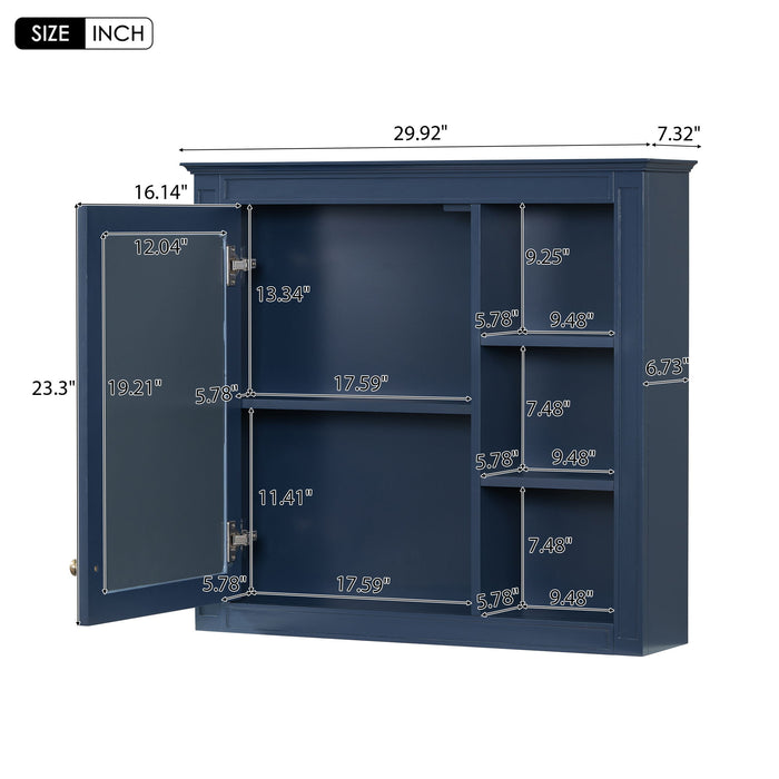 Bathroom Vanity With Top Sink, 2 Doors And 3 Drawers, Freestanding Set With Mirror Cabinet