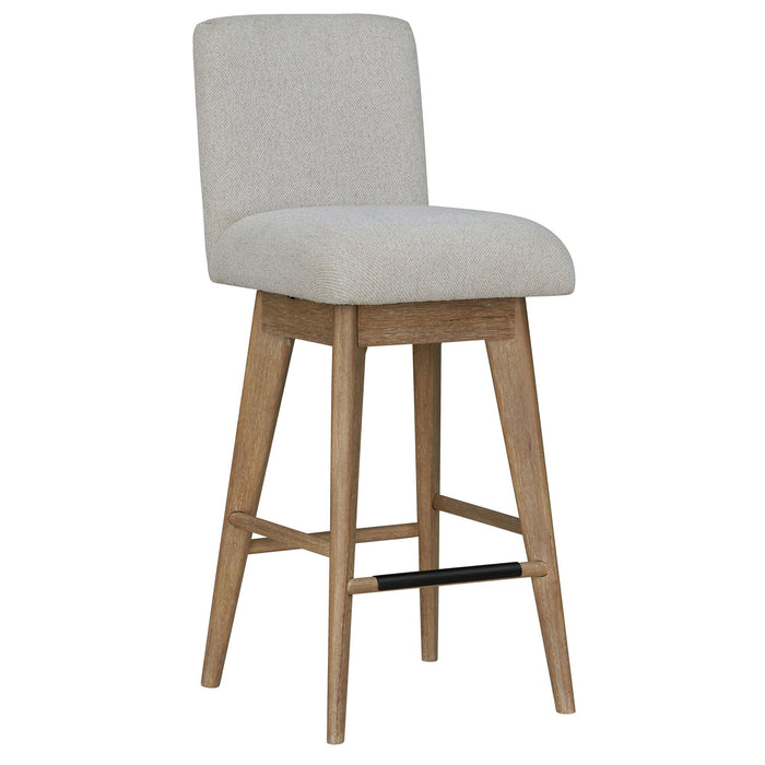 Escape - Dining Bar With 2 Upholstered Swivel Barstools - Glazed Natural Oak / Black Metal Trim