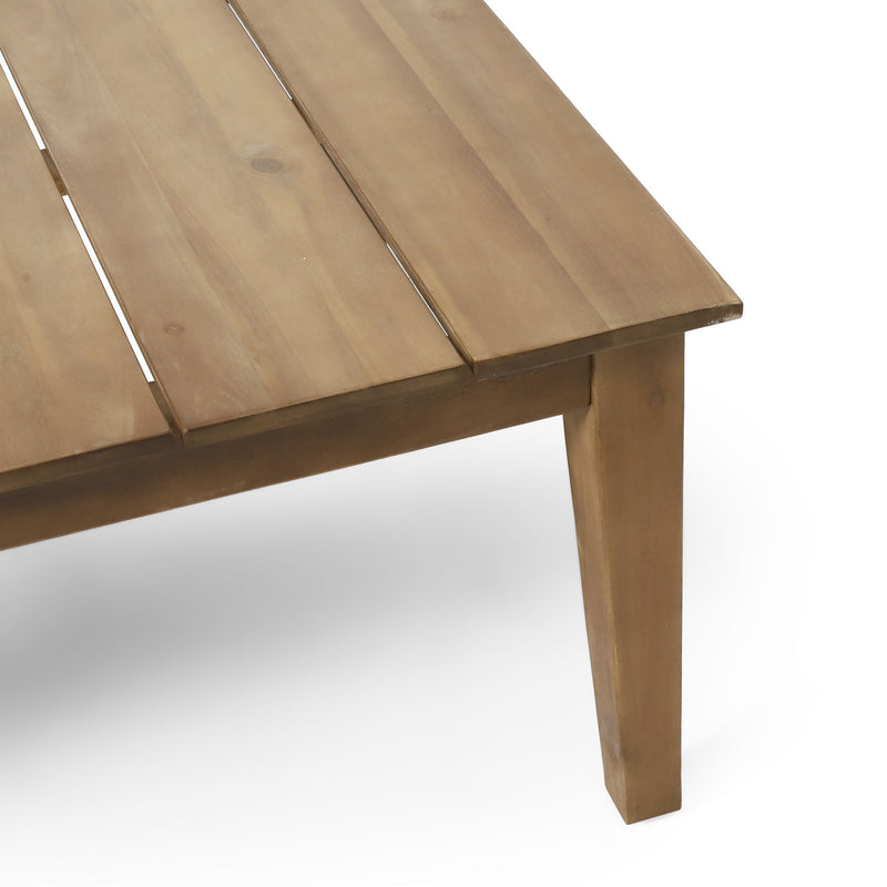 Outdoor Coffee Table With Slat Panel Top - Light Brown