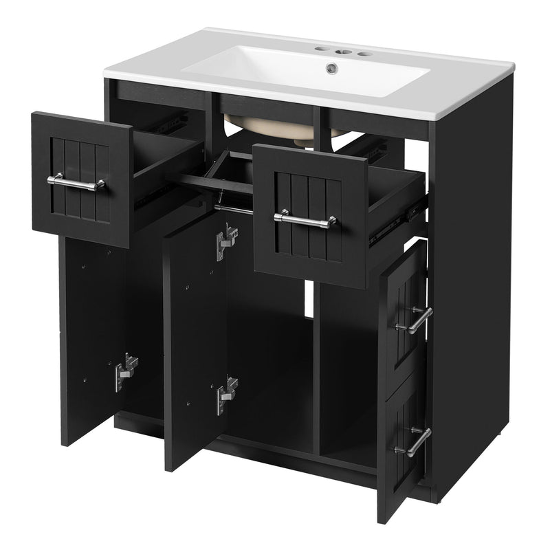 Bathroom Vanity With Undermount Sink, Soft-Close Doors, Drawers, Ceramic Sink