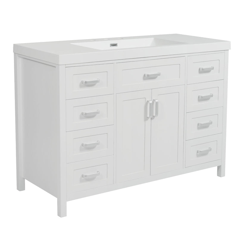 Bathroom Vanity With Sink, 2 Doors 8 Drawers, Soft Close System, Classic Design