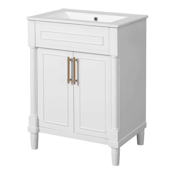 Bathroom Vanity With Integrated Sink, 2 Door Cabinet, Single Sink For Small To Medium Bathrooms