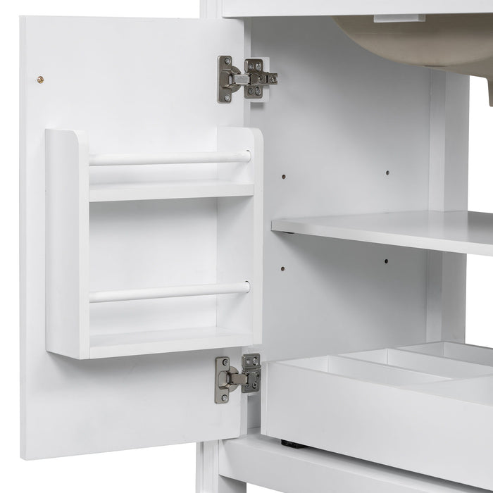 Double Sink Bathroom Vanity Set With Wall Mount Mirror Cabinet