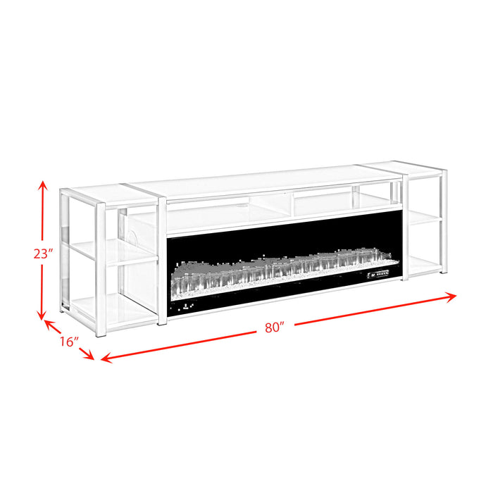 Midway - 80" TV Console With Firelight - White